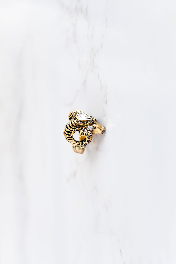 Ram Head Ring - Elizabeth Cole Jewelry